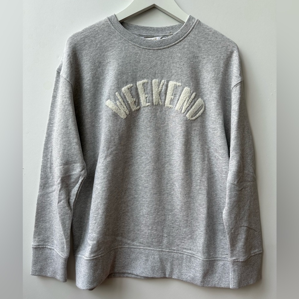 Shiraleah 100% Cotton Fleece “Weekend” Sweatshirt - Light Heather Grey - Medium